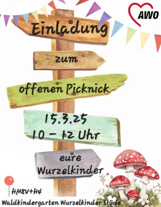 Einladung zum Picknick bei den Wurzelkindern im Waldkindergarten Stüde